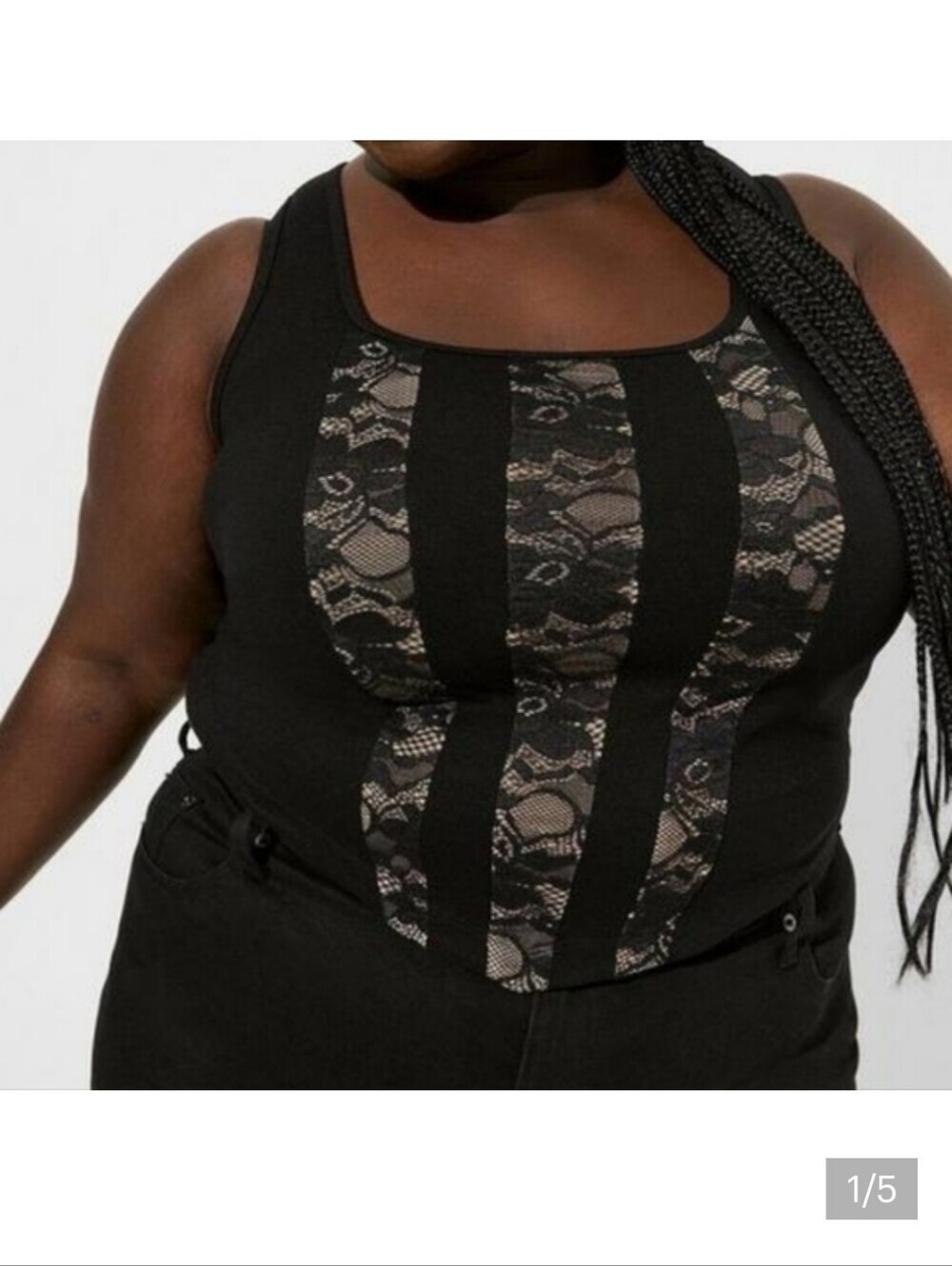 🆕️ BLACK PONTE SQUARE NECK LACE CORSET TOP
